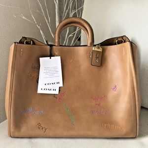 GUC COACH Original Natural Leather Rogue 39 with Embroidery in Tumeric Nut